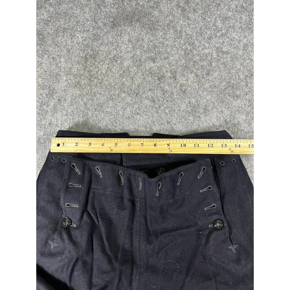 VTG 40s US Navy Sailor Pants Mens 28 Black High Rise Wide Leg Military Workwear